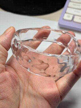 Clear Lucite Ice Wave Bangle – Vintage Sculpted Bracelet 2.5"